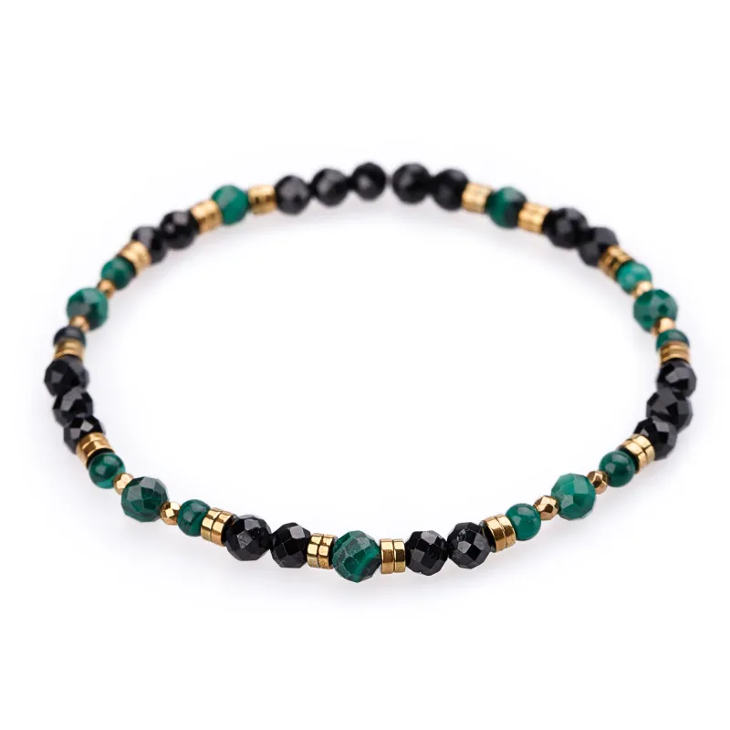 Turmalin, Malachit, Hematyt - bransoletka na ochronę, bogactwo, uzdrowienie - Wewnętrzna Ochrona