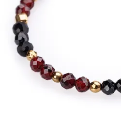 Turmalin, Granat, Hematyt - srebrna pozłacana bransoletka na ochronę, bogactwo, uzdrowienie - Wewnętrzna Ochrona