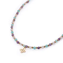 Amazonit, Ametyst, Kwarc Różowy - naszyjnik na spokój, harmonię, odwagę - Światło Spokoju