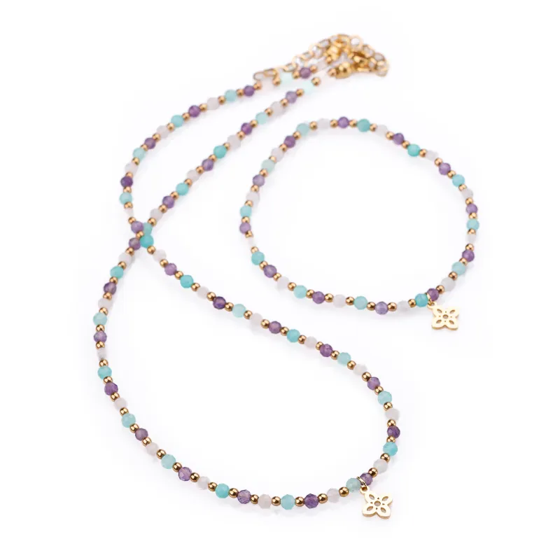 Komplet biżuterii stal chirurgiczna bransoletka i naszyjnik - Energia Sukcesu