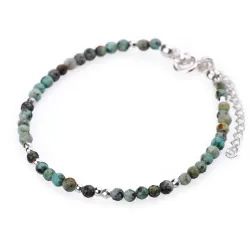 Chryzokola, Hematyt - srebrna bransoletka na ochronę, spokój, kreatywność - Światło Spokoju