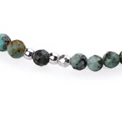 Chryzokola, Hematyt - srebrna bransoletka na ochronę, spokój, kreatywność - Światło Spokoju