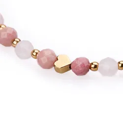Kwarc Różowy, Rodochrozyt, Hematyt - bransoletka na sznurku na miłość, harmonię, szczęście - Pocałunek Miłości