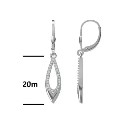 Cyrkonia - kolczyki srebrne próby 925, liść - Silver