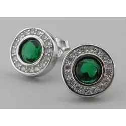 Cyrkonia - kolczyki srebrne próby 925, koło - Silver