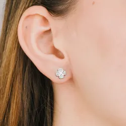 Cyrkonia - kolczyki srebrne próby 925, koniczyna - Silver