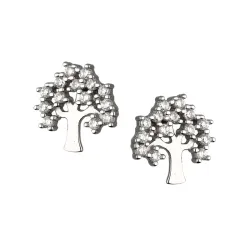 Cyrkonia - kolczyki srebrne próby 925, drzewo - Silver