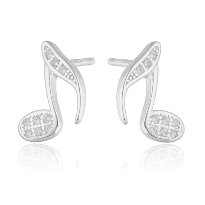 Cyrkonia - kolczyki srebrne próby 925, nuta - Silver
