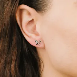 Cyrkonia - srebrne kolczyki próby 925, motyl - Silver