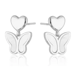 Masa perłowa - srebrne kolczyki próby 925, motyl - Silver