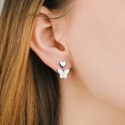 Masa perłowa - srebrne kolczyki próby 925, motyl - Silver