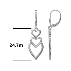 Cyrkonia - kolczyki srebrne próby 925, serce - Silver