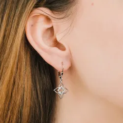 Cyrkonia - kolczyki srebrne próby 925, kwiat - Silver