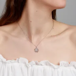 Cyrkonia - naszyjniki damskie srebrne próby 925, słońce - Silver