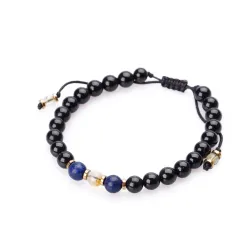 Lapis Lazuli, Cytryn, Turmalin - bransoletka na sznurku na zdrowie, intuicję, duchowość - Ona i On