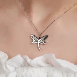 Cyrkonia - naszyjniki damskie srebrne próby 925, ważka - Silver