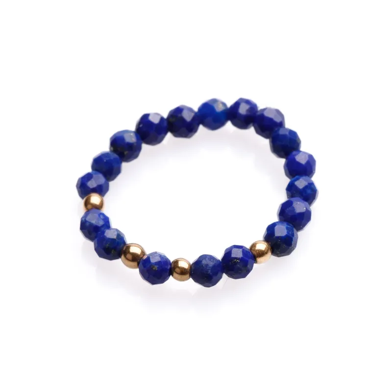 Lapis Lazuli - srebrny pozłacany pierścionek na zdrowie, intuicję, duchowość - Refleksja Zdrowia