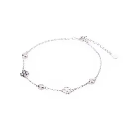 Cyrkonia - bransoletki damskie srebrne próby 925, koniczyna - Silver