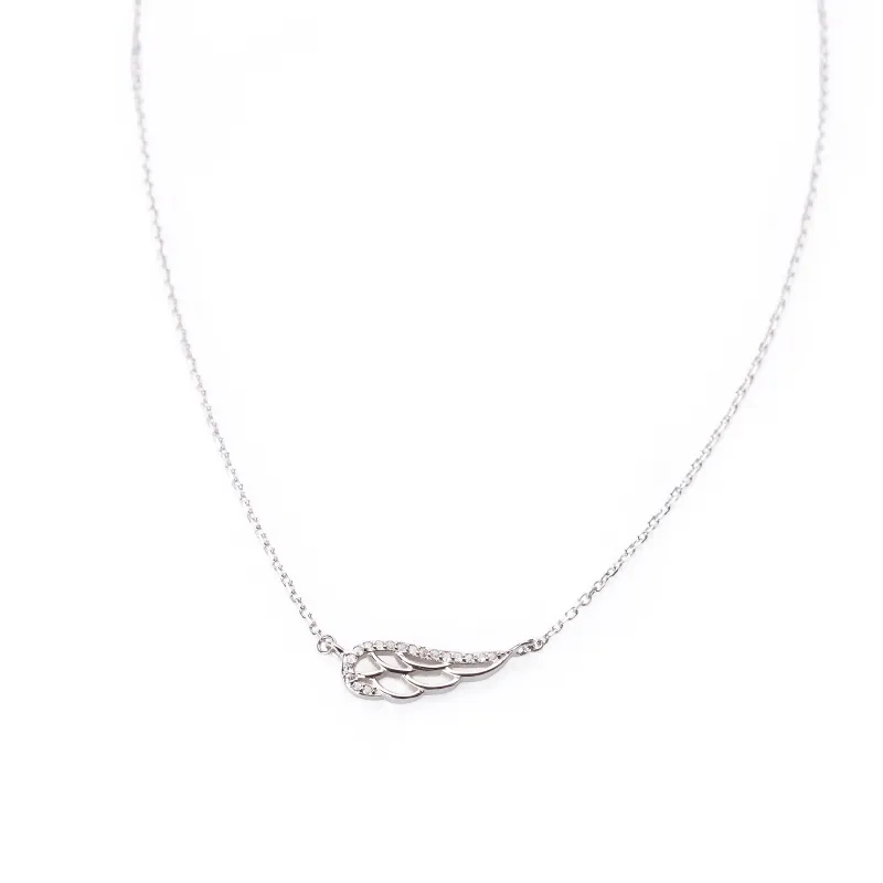 Cyrkonia - naszyjniki damskie srebrne próby 925, skrzydło - Silver