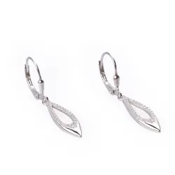 Cyrkonia - kolczyki srebrne próby 925, liść - Silver
