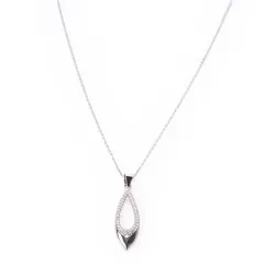 Cyrkonia - naszyjniki damskie srebrne próby 925, liść - Silver