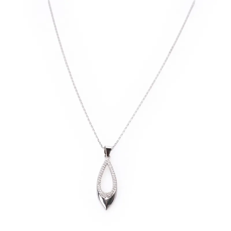 Cyrkonia - naszyjniki damskie srebrne próby 925, liść - Silver