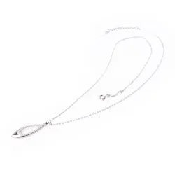 Cyrkonia - naszyjniki damskie srebrne próby 925, liść - Silver