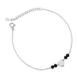 Onyks - bransoletki damskie srebrne próby 925, serce - Silver