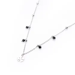 Onyks - srebrny naszyjnik próby 925, koniczyna - Silver