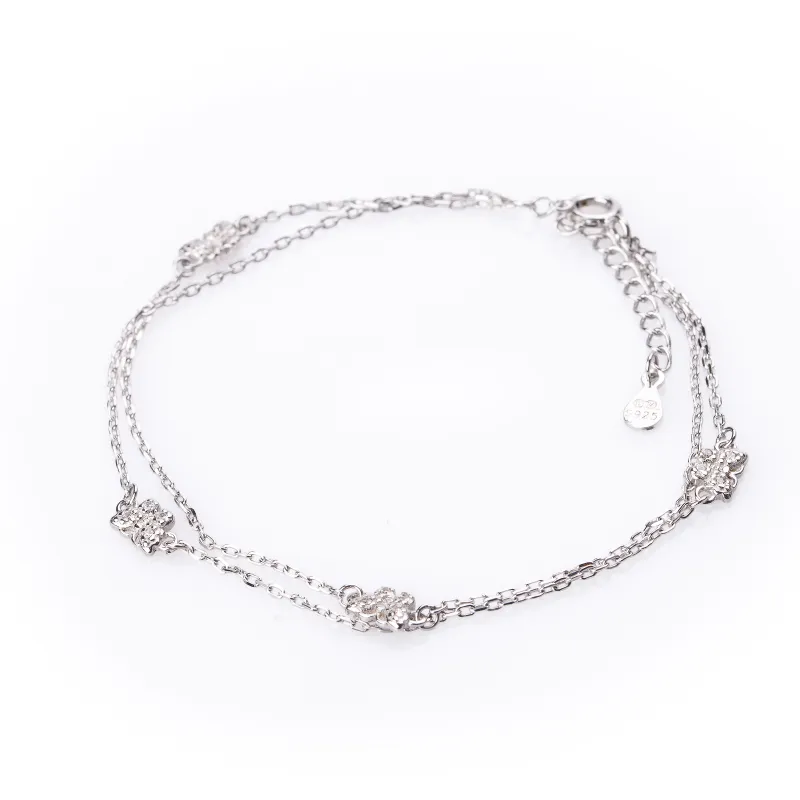 Cyrkonia - bransoletki damskie srebrne próby 925, motyl - Silver