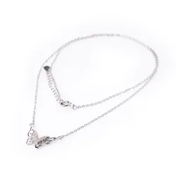 Cyrkonia - srebrny naszyjnik próby 925, motyl - Silver