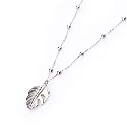 Srebrny naszyjnik próby 925, liść - Silver