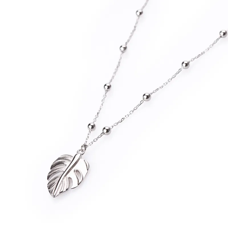Srebrny naszyjnik próby 925, liść - Silver