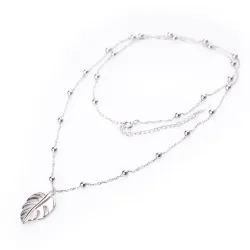 Srebrny naszyjnik próby 925, liść - Silver