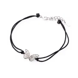 Cyrkonia - srebrna bransoletka próby 925, motyl - Silver