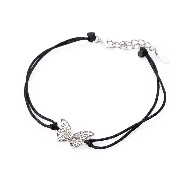 Cyrkonia - srebrna bransoletka próby 925, motyl - Silver