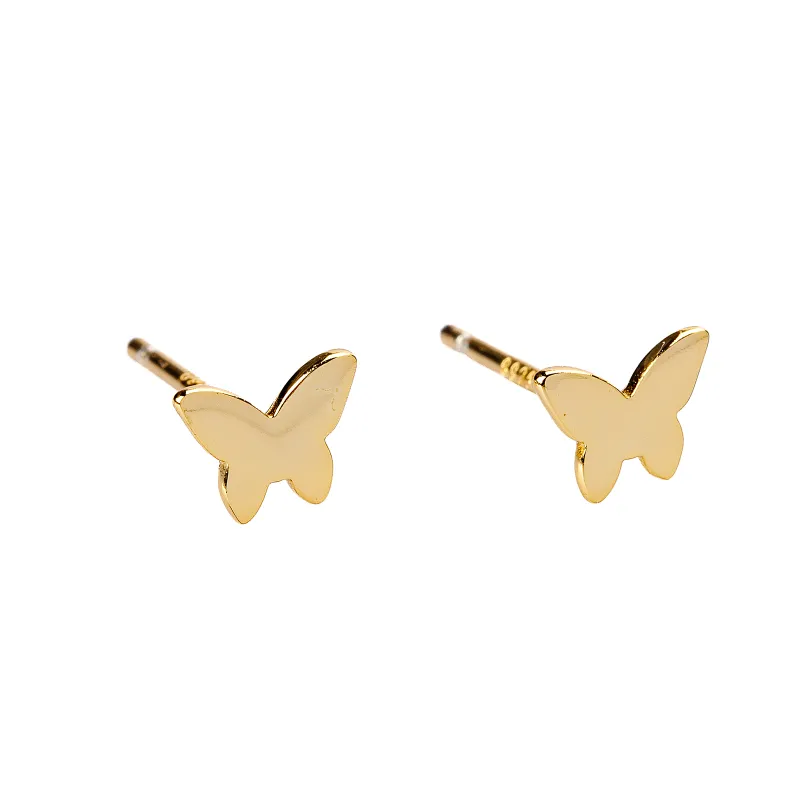 Srebrne pozłacane kolczyki próby 925, motyl - Silver