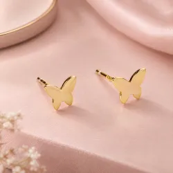 Srebrne pozłacane kolczyki próby 925, motyl - Silver