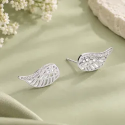 Cyrkonia - srebrne kolczyki próby 925, skrzydło - Silver