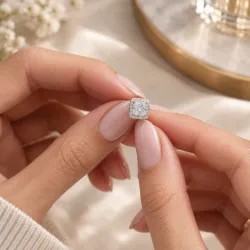 Cyrkonia - srebrne kolczyki próby 925, kwadrat - Silver