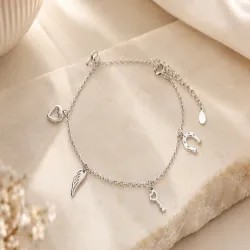 Srebrna bransoletka próby 925, serce - Silver