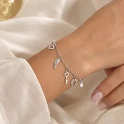 Srebrna bransoletka próby 925, serce - Silver