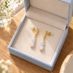 Kolczyki chalcedon w pudelku