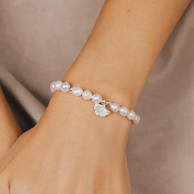 Perła - srebrna bransoletka na harmonię, uzdrowienie, spokój - Skarby Oceanu