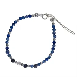 Kyanit, Sodalit, Chalcedon - srebrna bransoletka na zdrowie, duchowość, uzdrowienie - Refleksja Zdrowia