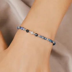 Kyanit, Sodalit, Chalcedon - srebrna bransoletka na zdrowie, duchowość, uzdrowienie - Refleksja Zdrowia