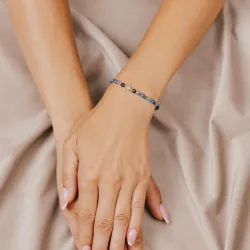 Kyanit, Sodalit, Chalcedon - srebrna pozłacana bransoletka na zdrowie, duchowość, uzdrowienie - Refleksja Zdrowia