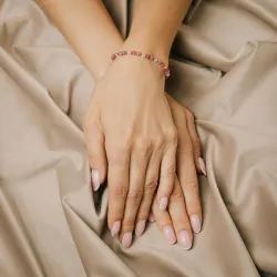 Rodonit, Kryształ górski - srebrna bransoletka na uzdrowienie, miłość, siłę - Pocałunek Miłości