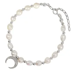 Perła - srebrna bransoletka na harmonię, uzdrowienie, spokój - Skarby Oceanu