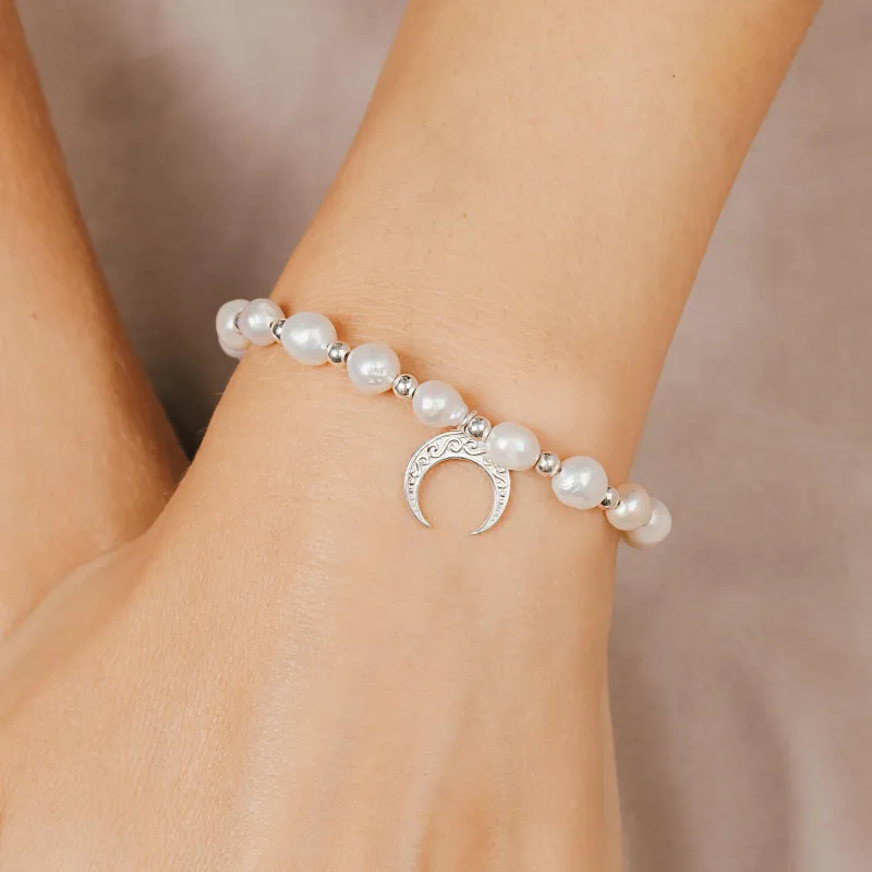 Perła - srebrna bransoletka na harmonię, uzdrowienie, spokój - Skarby Oceanu